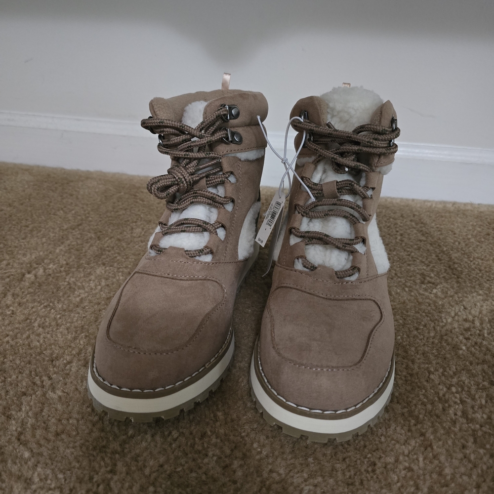 Womens Brown Suede Lace-Up Boots